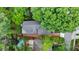 Aerial view showcasing a home with mature trees, a patio, and a pool, nestled among greenery at 1026 Reeder N Cir, Atlanta, GA 30306