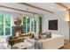 Inviting living room with natural light, a cozy fireplace, and stylish decor at 1026 Reeder N Cir, Atlanta, GA 30306
