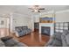 Open living room with hardwood floors, fireplace, and an inviting atmosphere at 4480 Egret Ave, Cumming, GA 30041