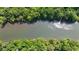 Scenic aerial view of the Chattahoochee River framed by lush trees at 2010 Riverside Rd, Roswell, GA 30076