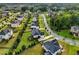 Aerial view of homes in a neighborhood showcasing manicured lawns and mature trees at 1835 Henley Way, Alpharetta, GA 30009
