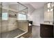Gorgeous bathroom with glass shower, bath tub and great lighting at 1835 Henley Way, Alpharetta, GA 30009