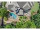 Overhead view of a gorgeous pool, spa, and patio area, complemented by lush landscaping and an outdoor fire pit at 4105 Cougar Ne Pt, Marietta, GA 30066