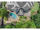 Overhead view of a gorgeous pool, spa, and patio area, complemented by lush landscaping and an outdoor fire pit at 4105 Cougar Ne Pt, Marietta, GA 30066