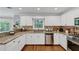 Well-lit kitchen featuring granite countertops, stainless appliances, and white cabinetry at 3535 Fairgreen Ct, Douglasville, GA 30135