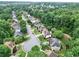 Aerial view of the neighborhood showcases tree-lined streets and well-maintained homes at 4360 Canterbury Walk Dr, Duluth, GA 30097