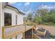 Back deck with wooden railing overlooking a landscaped backyard with stairs to yard at 100 Percheron Dr, Canton, GA 30114