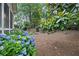 A charming backyard featuring lush hydrangeas and mature trees for a serene outdoor retreat at 795 Lake Medlock Dr, Alpharetta, GA 30022