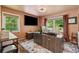 Office space with hardwood flooring, large windows, custom desk and a ceiling fan at 2900 Townley Cir, Atlanta, GA 30340
