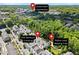 Aerial view of the neighborhood near Downtown Alpharetta and Alpha Loop Walking Trail at 420 Banbury Xing, Alpharetta, GA 30009