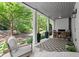 Relaxing covered porch with comfortable seating, outdoor fireplace, and lush greenery at 420 Banbury Xing, Alpharetta, GA 30009