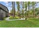 Spacious backyard with a fire pit area and lush greenery provides a serene retreat and entertaining space at 5759 Albans Way, Lithonia, GA 30058
