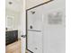 Modern bathroom with glass enclosed shower, tile surround, and vanity at 5759 Albans Way, Lithonia, GA 30058