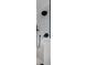 This modern shower features a shower head, handheld sprayer, and white marble-style tile at , Social Circle, GA 30025