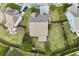 Aerial view of home showcasing a well-manicured lawn, mature trees, and neighborhood setting at 2029 Havenhurst Way, Auburn, GA 30011
