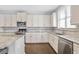 Modern kitchen with stainless steel dishwasher and other appliances, granite counters, and tile backsplash at 2029 Havenhurst Way, Auburn, GA 30011