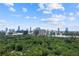 Aerial view of the city skyline surrounded by lush green trees and blue sky at 1183 Woods Ne Cir, Atlanta, GA 30324