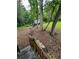 View of wooded backyard with fallen tree from the top of the back porch stairs at 2351 Carver Nw Dr, Atlanta, GA 30314