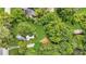 Aerial view showcasing the wooded backyard with mature trees offering plenty of shade and privacy at 3961 Jodeco Rd, Mcdonough, GA 30253