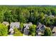 Aerial shot showcasing lush green trees surrounding multiple houses in a neighborhood at 81 Richmond Way, Villa Rica, GA 30180