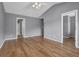 This spacious main bedroom features hardwood floors, and multiple access points at 1649 Southgate Mill Nw Dr, Duluth, GA 30096