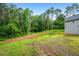 The backyard features a beautiful grassy area, side of the house, and a treeline beyond the property at 190 Paul Aiken Rd, Dallas, GA 30157