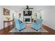 Cozy living room featuring a fireplace, ceiling fan, and comfortable seating with hardwood floors at 190 Paul Aiken Rd, Dallas, GA 30157