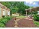 A beautiful backyard features a stone path, a fountain, a patio, and lush landscaping at 1925 Waters Ferry Dr, Lawrenceville, GA 30043