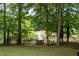 Picturesque backyard scene with bridge, lush greenery, and natural fence line at 3525 Stone Cliff Way, Woodstock, GA 30189