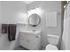 Bathroom features updated vanity, faucet and a shower with white shower curtain at 3525 Stone Cliff Way, Woodstock, GA 30189