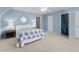 Serene bedroom with blue walls, carpet flooring, and a cozy atmosphere for restful nights at 3525 Stone Cliff Way, Woodstock, GA 30189