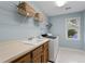 Functional laundry room includes a utility sink, washer, dryer, and ample storage at 3525 Stone Cliff Way, Woodstock, GA 30189