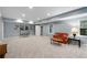 Basement living room featuring carpet flooring, neutral paint, recessed lights, and comfortable seating at 3525 Stone Cliff Way, Woodstock, GA 30189