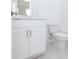 Bathroom featuring a modern white vanity, contemporary sink, and tile flooring at 4231 Millcroft Pl # 207, Buford, GA 30518