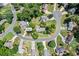 Aerial view of the home and neighborhood, showcasing its location on a cul-de-sac at 2196 Kildare Nw Way, Kennesaw, GA 30152