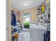 Functional laundry room with washer, shelving, and a window view at 2196 Kildare Nw Way, Kennesaw, GA 30152