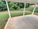 Covered patio with views of the landscaped backyard and greenery at 265 Edinburgh Ln, Woodstock, GA 30188