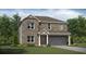 Charming two-story home with brick facade, gray shutters, manicured lawn and two car garage at 1209 Arnhem Dr, Hampton, GA 30228