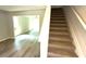 View of the staircase featuring carpeted steps and white railing at 45 Emerald Ln, Covington, GA 30014