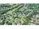 Serene aerial view of a lush neighborhood with well-manicured lawns and verdant trees surrounding each home at 5357 Harbury Cv, Suwanee, GA 30024
