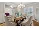 Traditional dining room with decorative chandelier, dining set and decorative table vases at 10 Nesbit Reserve Ct, Atlanta, GA 30350