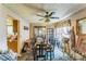 This dining room has a ceiling fan and lots of character at 4945 Penscot Way, Stone Mountain, GA 30088