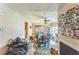 This dining room has a ceiling fan and lots of character at 4945 Penscot Way, Stone Mountain, GA 30088