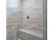 Contemporary shower with subway tile and a built-in bench at 77 Krog Ne St, Atlanta, GA 30307