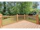 Wooden deck overlooking a spacious backyard with lush greenery and mature trees at 1098 Cascade Sw Cir, Atlanta, GA 30311