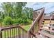 Wooden deck with railings overlooking the backyard at 118 Surge Stone Ln, Stockbridge, GA 30281