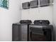 Laundry area featuring modern, dark gray washer and dryer at 2026 Forte Lane, Alpharetta, GA 30009