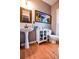 Cozy bathroom with a pedestal sink, nice mirror, and a white cabinet at 855 Hood Rd, Fayetteville, GA 30214