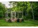 Backyard showing a wooden framed outdoor garden structure, surrounded by vibrant greenery and ample sunlight at 855 Hood Rd, Fayetteville, GA 30214