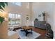 A bright living room with tall ceilings and hardwood flooring at 5915 Partners Pass, Cumming, GA 30028